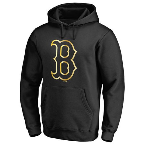 Boston Red Sox Gold Collection Pullover Hoodie Black - Click Image to Close